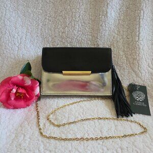 Vince Camuto Silver & Black Crossbody Purse NWT